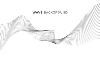 Poster - abstract black wave with futuristic line art isolated banner design