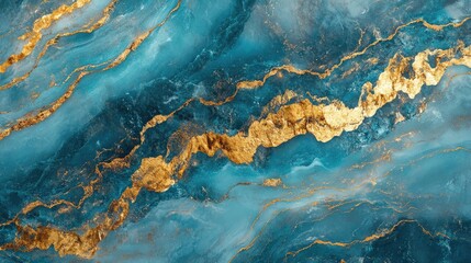 Aufkleber - Sea blue and gold marble stone texture backdrop
