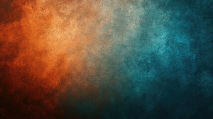 Aufkleber - Grainy textured background featuring a blend of brown orange and blue hues complemented by a dark moody teal and turquoise grunge design with a smooth color gradient