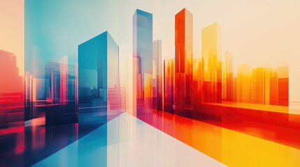 Poster - Minimalist abstract geometric composition depicting an urban landscape Cityscape concept