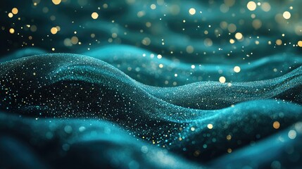 Aufkleber - Elegant abstract mint glitter particles flow gracefully underwater creating a luxurious shimmer A festive background adorned with sparkling lights and magical details