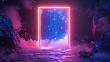 Aufkleber - Engaging Holographic Frame with an Illuminated Sci Fi Design Background for Creative Digital Art Projects