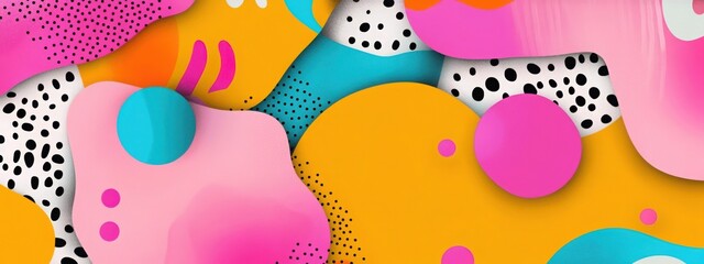 Wall Mural - Pop art background with bright color and simple shapes.