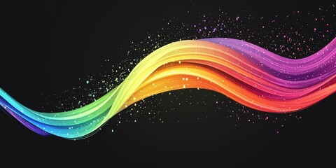 Canvas Print - Abstract Rainbow Wave with Sparkling Background