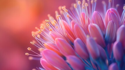 A close-up of a needle flower against a contrasting background, highlighting its vibrant colors and intricate details, creating a striking and visually appealing image