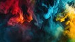 © phianguma - Dark, wispy black smoke intertwines with vibrant rainbow swirls in red, yellow, blue, and green, creating a bold, mysterious abstract background.