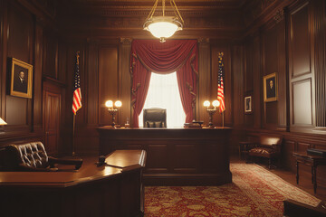 Poster - Elegant Judge's Chamber with Classic Furnishings in Muted Colors 