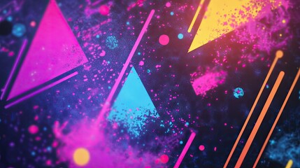 Aufkleber - Vintage 90s-themed letter paper with neon splashes, retro graphics, and ample space for adding your message.