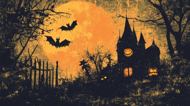 Vintage Halloween poster design with retro fonts, classic imagery, and an old-fashioned spooky vibe