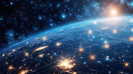 Poster - Satellite beams illustrate seamless connectivity and global reach of the network.