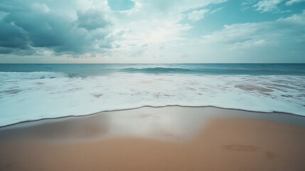 Wall Mural - A dreamy scene of a sea horizon with a light mist, perfect for travel images. 