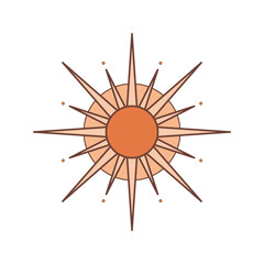 Wall Mural - vector bohemian logo design template with sun,sunburst,star and crescent moon. boho linear icon or s