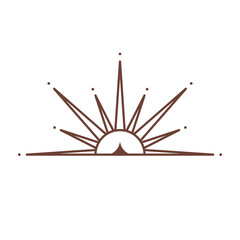 Wall Mural - vector bohemian logo design template with sun,sunburst and star. boho linear icon or symbol in trend