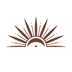 Wall Mural - vector bohemian logo design template with sun,sunburst,star and crescent moon. boho linear icon or s