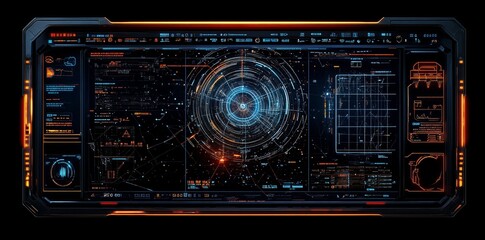 Poster - modern targeting auto-guidance system. tilt scope sight in futuristic virtual display design. video 