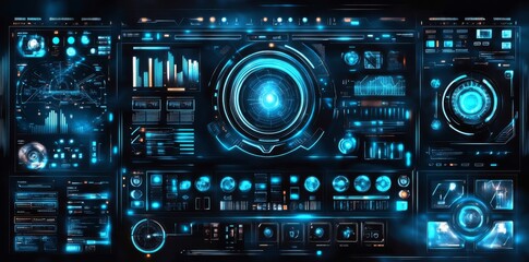 Target auto-guidance system with tilt scope sight. HUD and GUI with modern design. Video game target screen. Tech target.