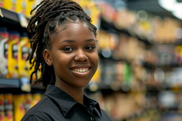 Young adult african american female retail sales associate