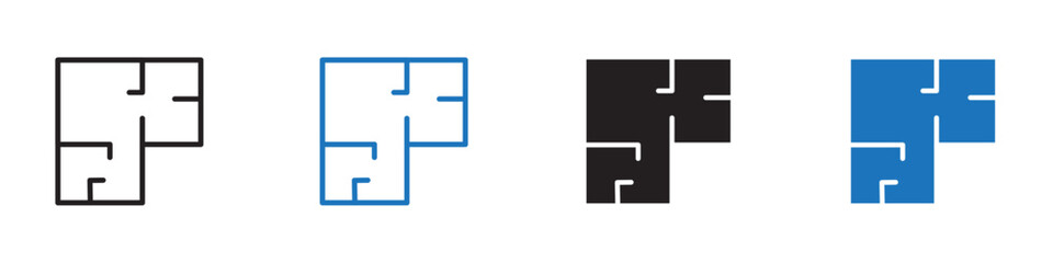 home layout icon linear graphics set vector in black