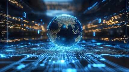 Poster - integrated global communication network. digital transformation. data exchange.