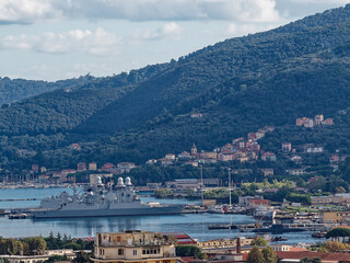 Wall Mural - Naval ships at La Spezia in Italy