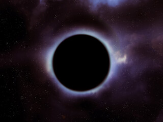 Event horizon of a dark star. Black hole in deep space isolated. Curvature of spacetime.