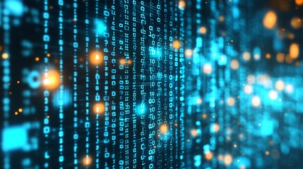 Poster - Creating Digital Cyberspace with Particles and Digital Data Network Connections. Digital Abstract Background. 3d Rendering.