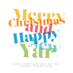 Wall Mural - minimalistic fresh modern happy new year white card template layout with big color title. merry chri