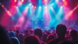 © ifoto - Blurred crowd of people at a concert or show, with vibrant stage lights and a blurry audience in the background