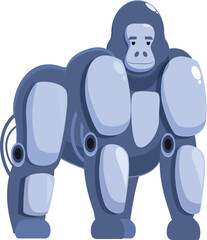 Poster - Powerful robot gorilla standing with arms at its sides, a technological marvel of engineering and design