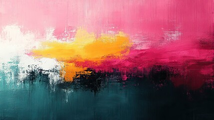 abstract background with bold brush strokes in pink yellow green ,white creating dynamic ,vibrant texture