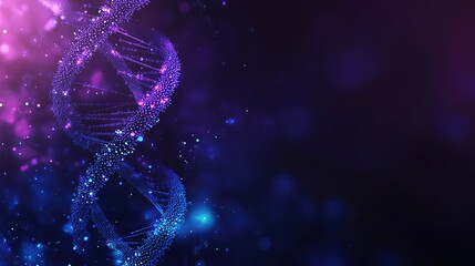 Aufkleber - Dark abstract background image, life sciences and genomics using purple blue and black colors

