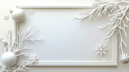 Poster - Minimalist Christmas frame with transparent edges and delicate, hand-drawn snowflakes for a subtle holiday look.