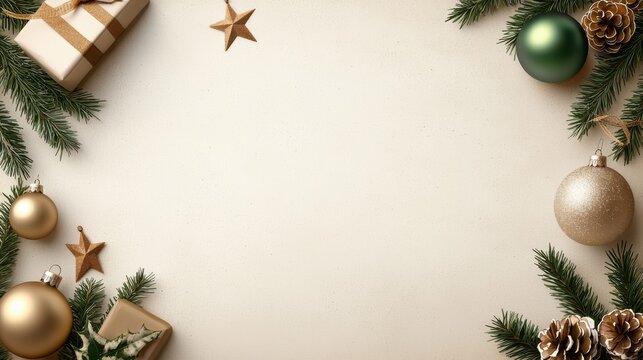 Vintage Christmas frame with distressed textures, classic ornaments, and muted holiday colors for a nostalgic holiday design.