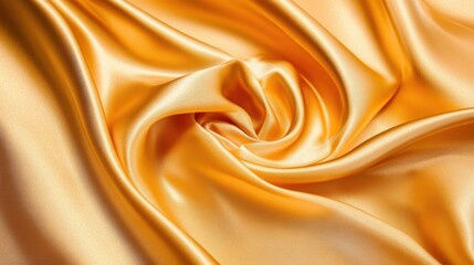 Poster - Elegant golden satin fabric flows gracefully, creating a luxury platform for premium cosmetics, skincare, or perfume product presentation