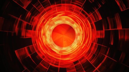 Poster - Abstract red circular design with a glowing center, suggesting energy or technology themes.