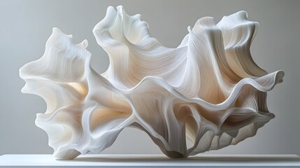 Aufkleber - Elegant and Organic Abstract Fluid Sculpture with Flowing,Graceful Curvy Wave Design. Minimalist,Contemporary Art Piece Suitable for Luxury Branding,Wallpaper,or Premium Background Imagery.