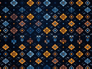 Poster - Colorful floral geometric pattern on dark background