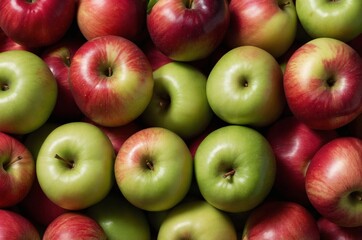 Vibrant close-up of red and green apples in pattern