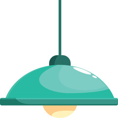 Poster - Green hanging ceiling lamp is illuminating the room with a soft yellow light