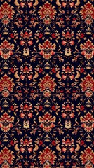 Poster - Floral fabric pattern on dark background