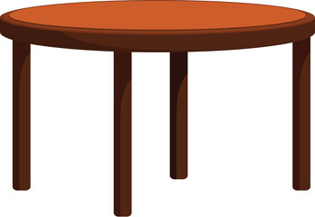 Poster - Round wooden table standing on four legs isolated on a white background in cartoon style