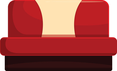 Poster - red sofa with rounded edges standing on the floor in cartoon style