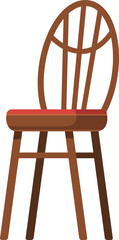 Poster - simple wooden chair with oval back and red upholstery standing on white background