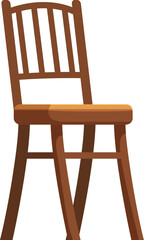 Poster - simple wooden chair with vertical slat back and four legs standing on white background