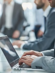 Poster - Close-up of Professional Businessperson Working on Laptop