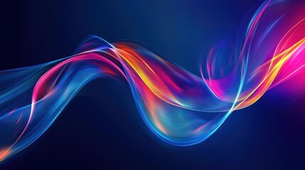 Poster - A vibrant swirl of colorful light waves on a dark background, evoking energy and motion.
