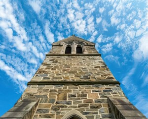 old gothic stone church bell tower