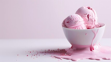 Colorful Ice Cream Scoops with Dripping Syrup and Sprinkles