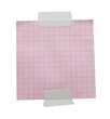 © tabitazn - Empty note paper mockup. Message reminder card template isolated on transparent background. Checkered pink paper texture. Grunge ripped adhesive washi tape. Business office stationery object