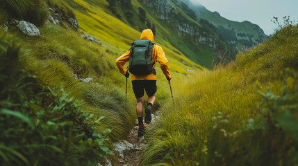 Speed hiking. Running and hiking in the mountains